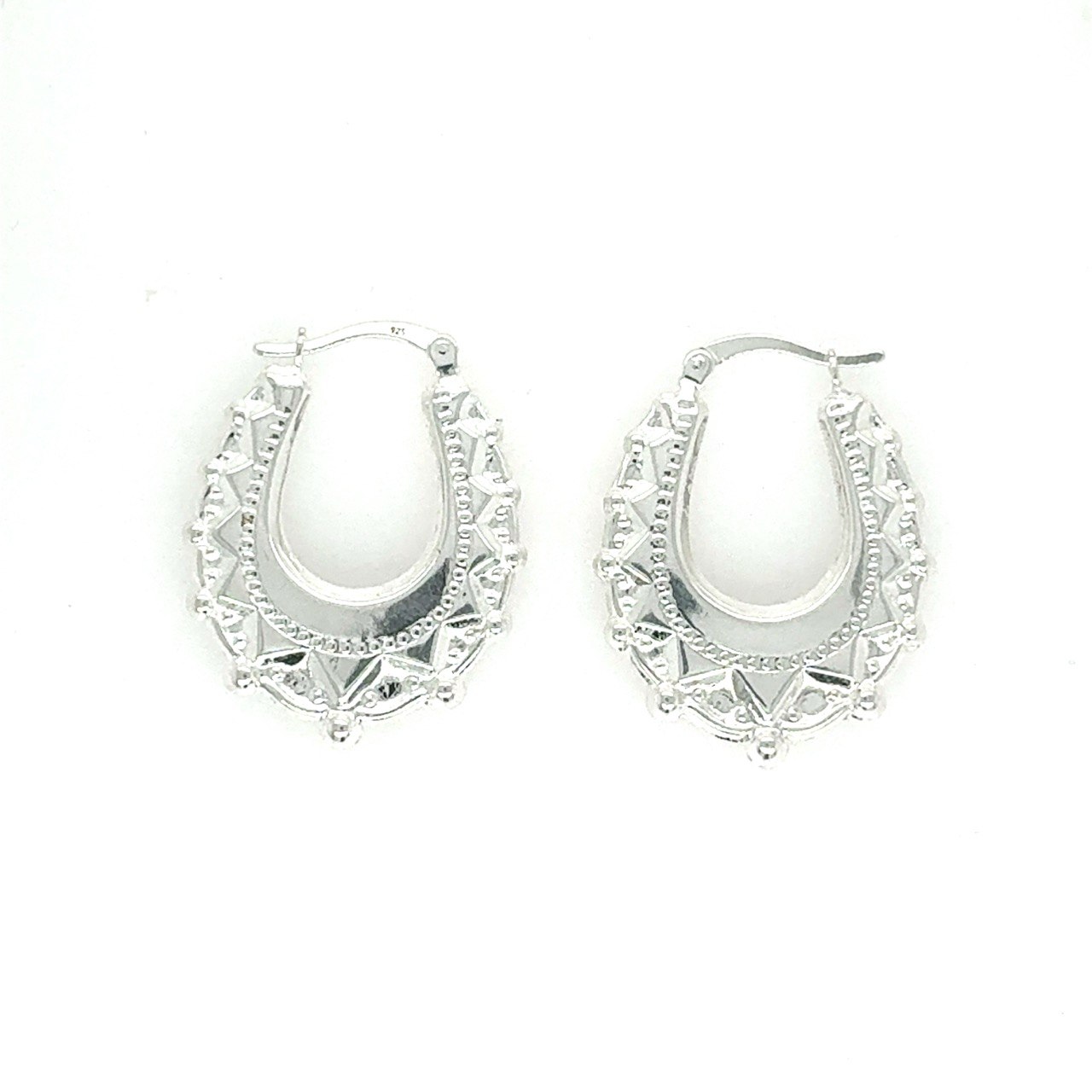 925 Sterling Silver Creole Earrings - 35 mm - Image 1