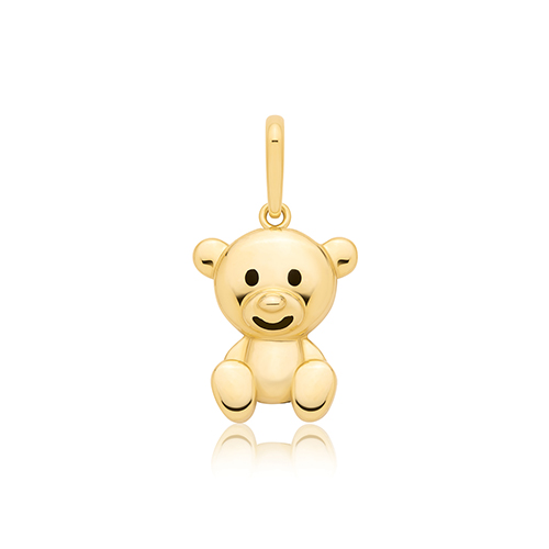 9k Yellow Gold Teddy Bear Pendant - 18x9.5 mm - Image 1