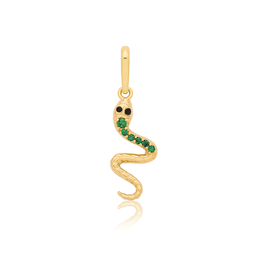 9k Yellow Gold Cz Snake Pendant - 19.5x6 mm - Image 1