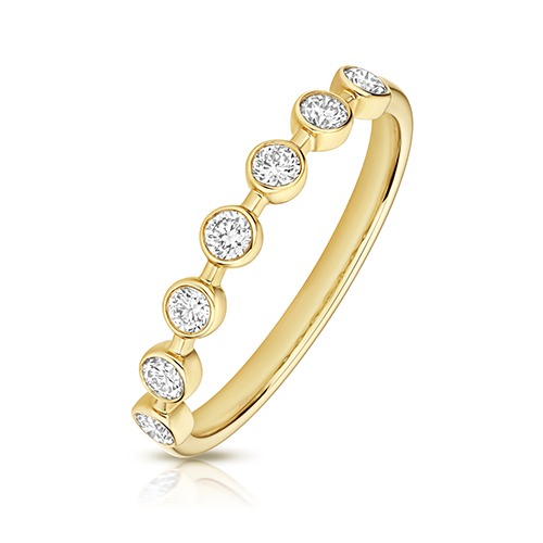 9k Yellow Gold Lab Grown Diamond Set Rubover Ring - Image 1