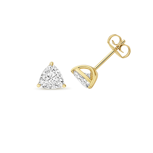 9k Yellow Gold Lab Grown Diamond Trillion Cut Stud Earrings - Image 1
