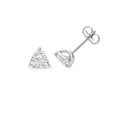 9k White Gold Lab Grown Diamond Trillion Cut Stud Earrings - Image 1