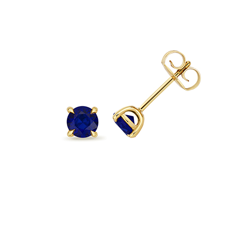 9k Yellow Gold Lab Grown Sapphire Stud Earrings - Image 1