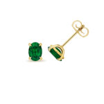 9k Yellow Gold Oval Lab Grown Ruby/Sapphire/Emerald Stud Earrings - Image 3