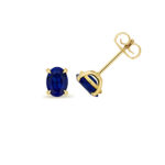 9k Yellow Gold Oval Lab Grown Ruby/Sapphire/Emerald Stud Earrings