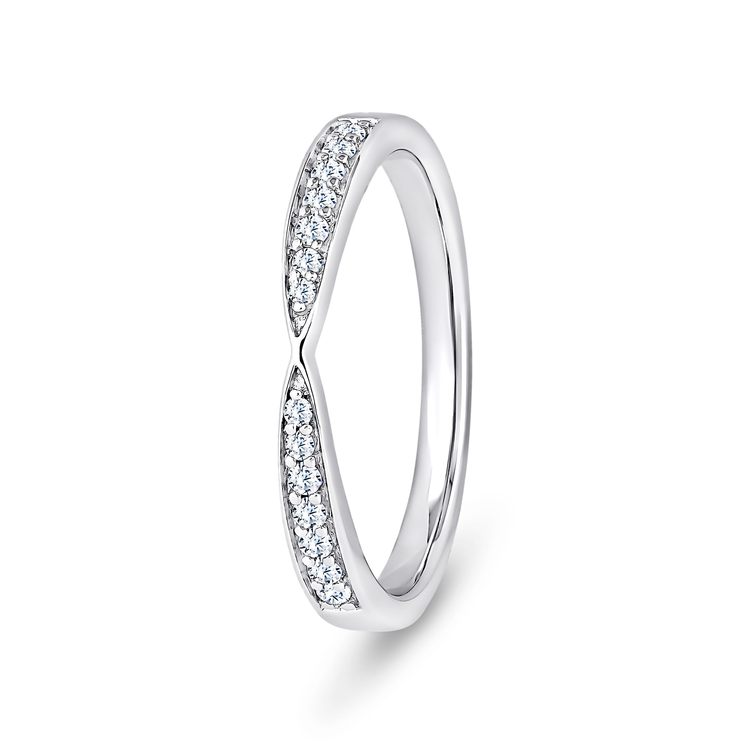 18k White Gold Pinched Natural Diamond Eternity Ring - Image 1