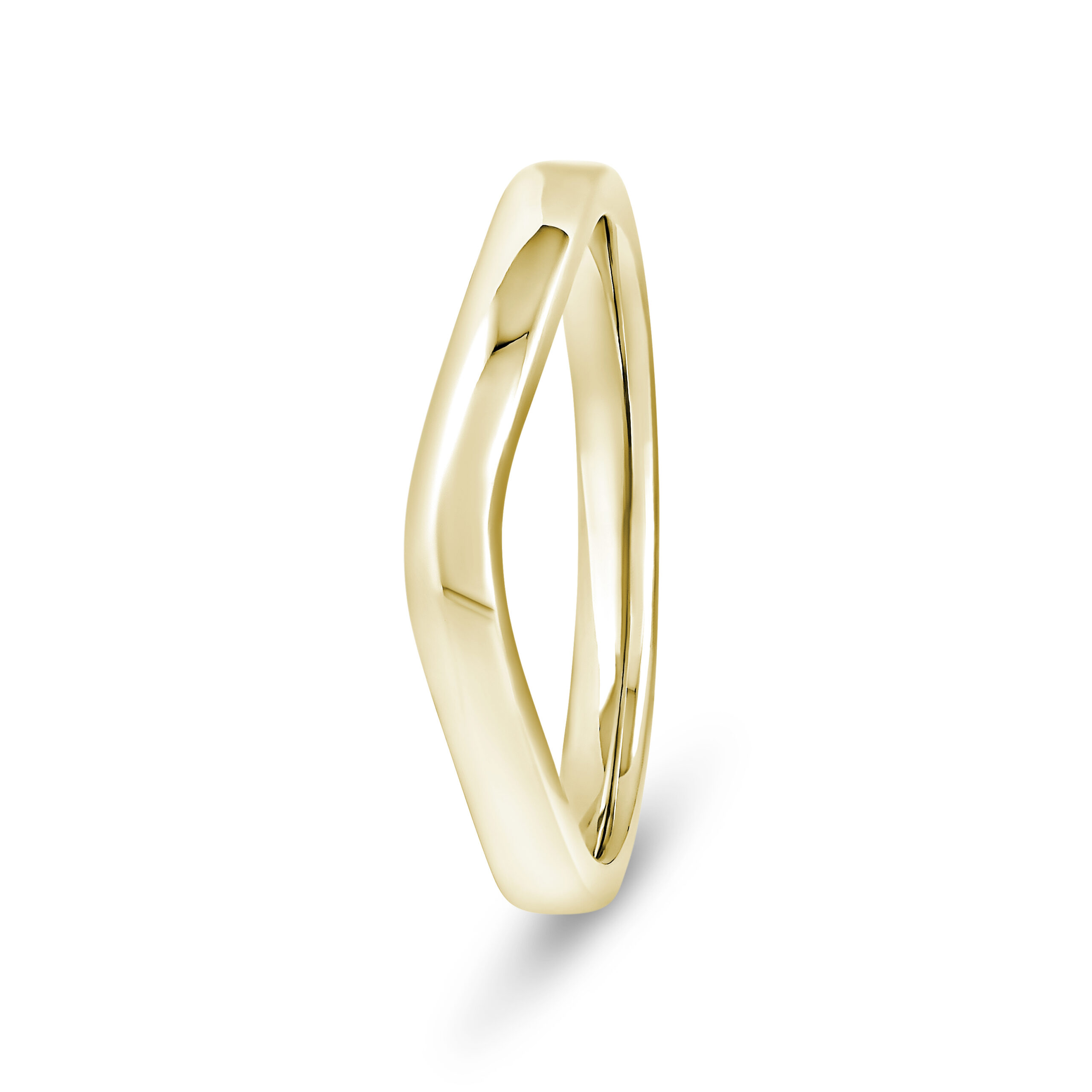 9k/18k Gold/Platinum Plain V-Shape Wedding Band Ring - 2 mm - Image 1
