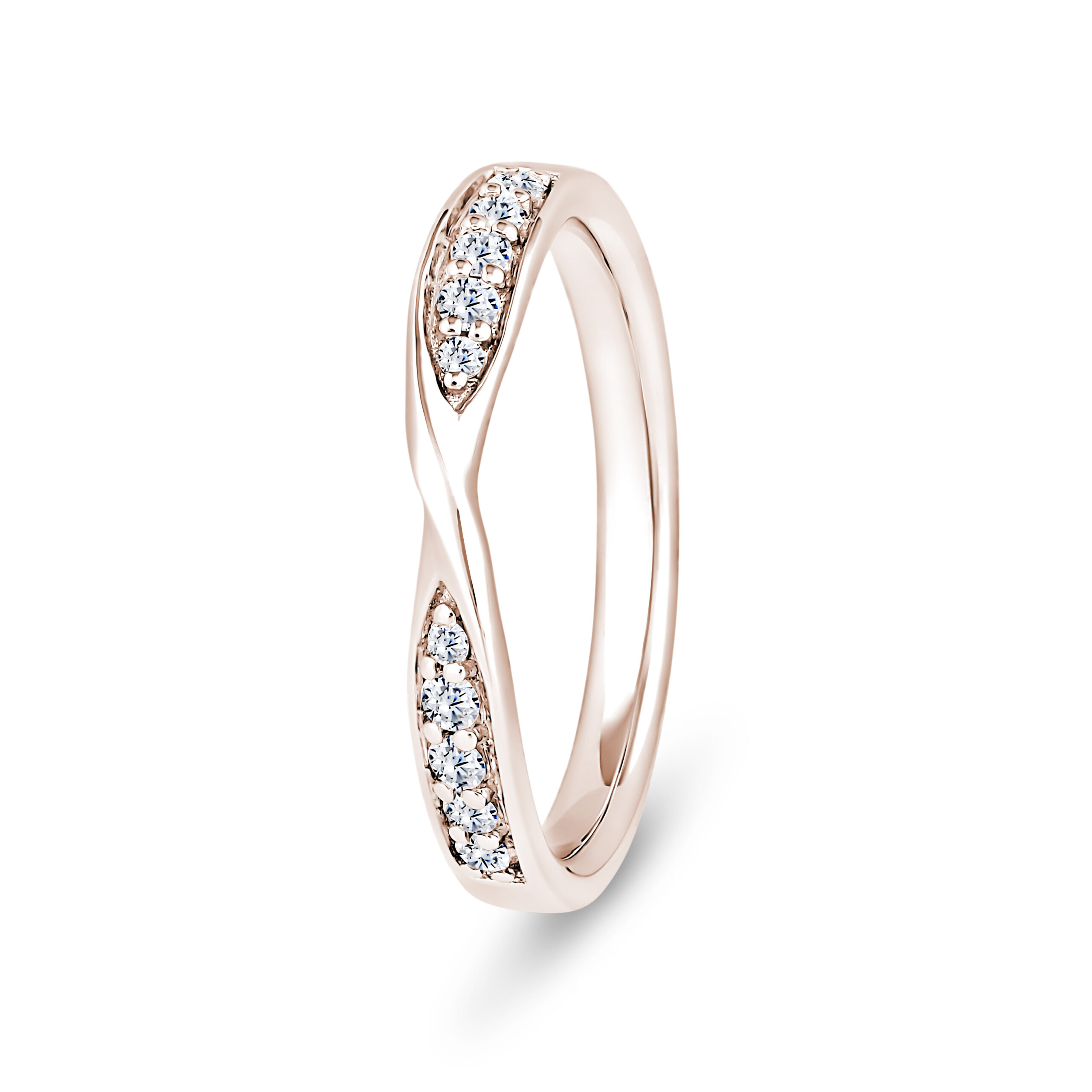 18k Rose Gold Twisted Pinched Natural Diamond Eternity Ring - 3 mm - Image 1