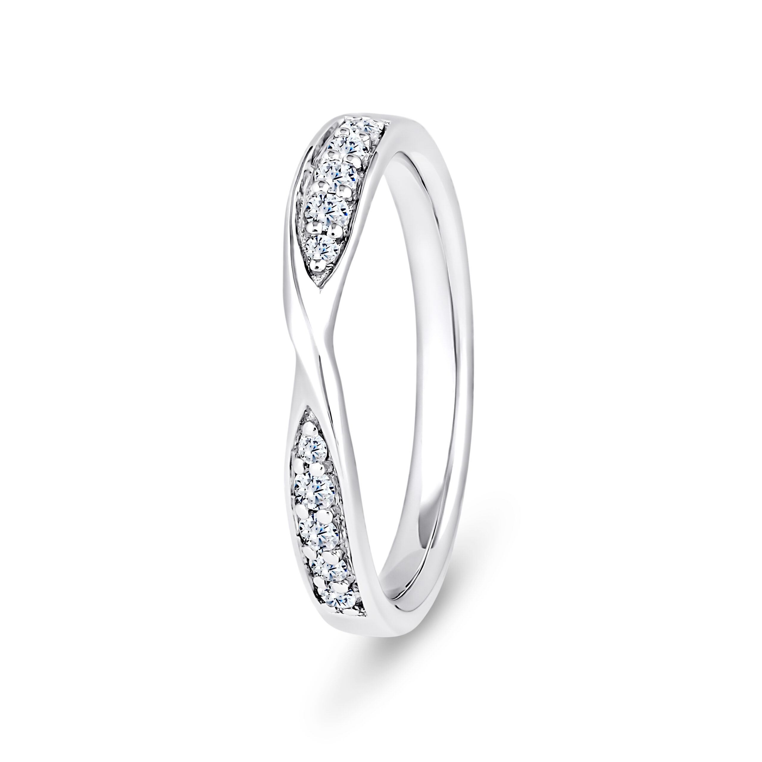 950 Platinum Twisted Pinched Natural Diamond Eternity Ring - 3 mm - Image 1