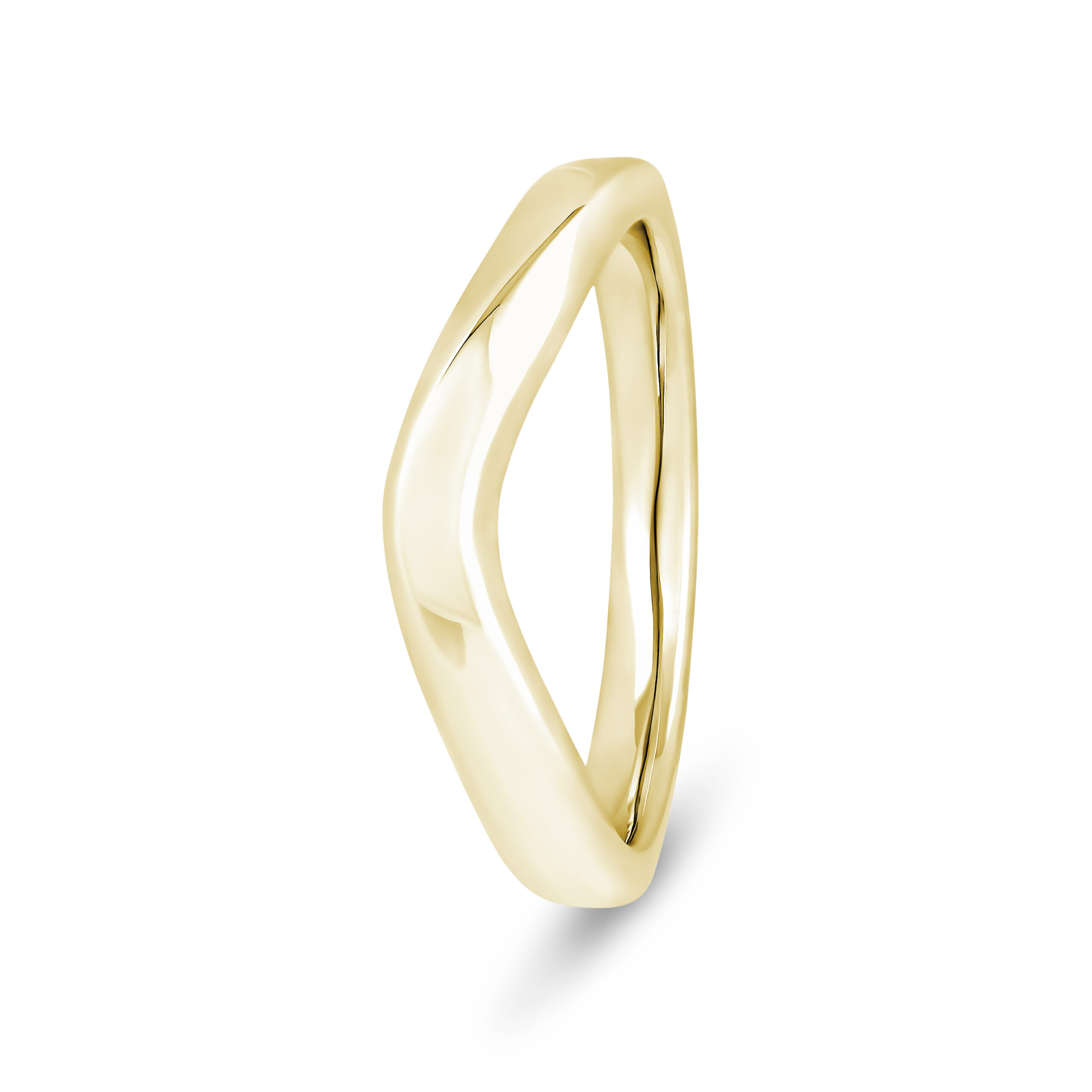 9k/18k Gold/Platinum Plain V-Shape Wedding Band Ring - 3 mm - Image 1