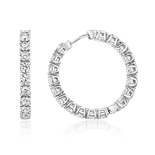 925 Sterling Silver Claw Set Round Cz Hoop Earrings - 3 mm - Image 1