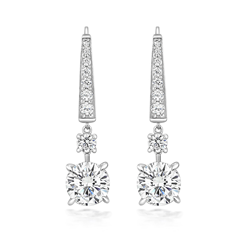 925 Sterling Silver Graduated Claw Set Round Drop Earrings - 8 mm - Image 1