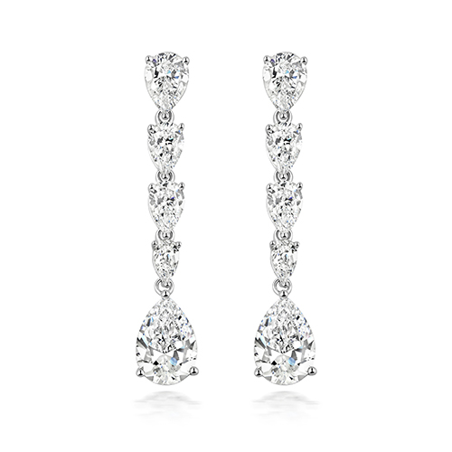 925 Sterling Silver Graduated Pear Drop Earrings - 10x7 mm - Image 1