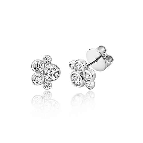 925 Sterling Silver Rubover Cluster Studs Earrings - Image 1