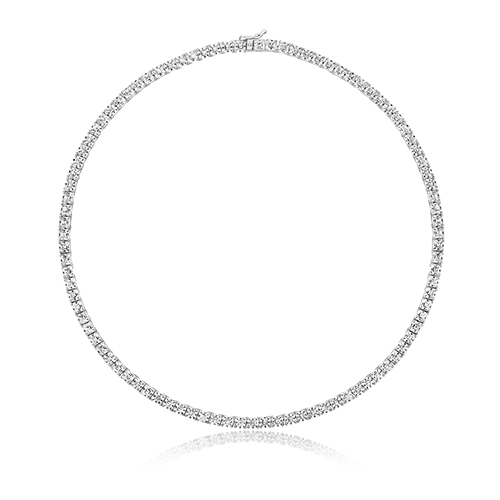 925 Sterling Silver Claw Set Asscher Cut Tennis Necklet - 4 mm - Image 1