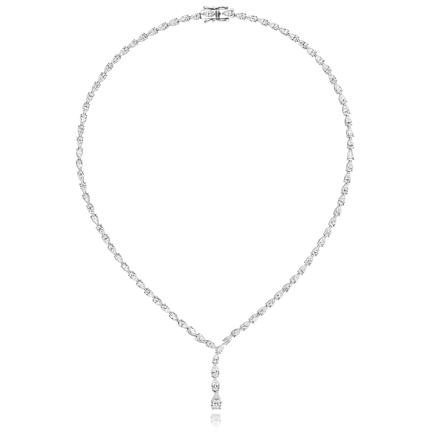 lng0007_ah 925 Sterling Silver Claw Set Pear Drop Chain - Image 1