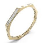 14k Yellow Gold Octagon Style Baguette Cz Bangle - 5 mm
