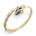 14k Yellow Gold Fancy Cz Snake Bangle - 18x7 mm
