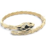 14k Yellow Gold Fancy Cz Snake Bangle - 18x7 mm - Image 2
