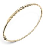 14k Yellow Gold Fancy Bubble Cz Bangle - 3 mm