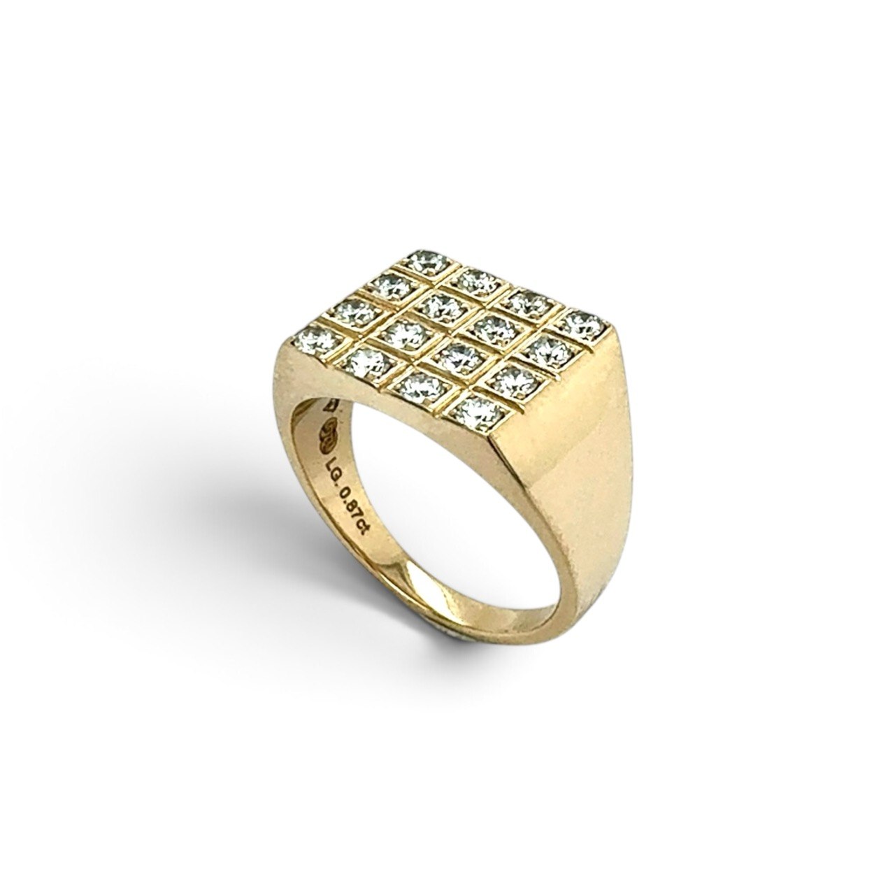 Mens signet ring solid diamond set with natural and labb diamonds. Mens Square Signet Ring With 4 Rows Of Diamonds 0.87 ct - TJNX141210 - Image 1