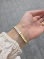 14k Yellow Gold Octagon Style Baguette Cz Bangle - 5 mm - Image 3