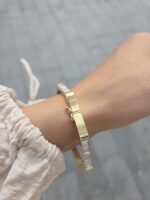 14k Yellow Gold Octagon Style Baguette Cz Bangle - 5 mm - Image 4