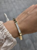 14k Yellow Gold Octagon Style Baguette Cz Bangle - 5 mm - Image 5