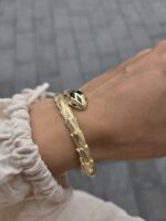 14k Yellow Gold Fancy Cz Snake Bangle - 18x7 mm - Image 5