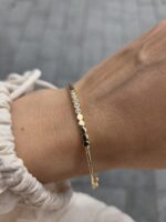 14k Yellow Gold Fancy Bubble Cz Bangle - 3 mm - Image 6
