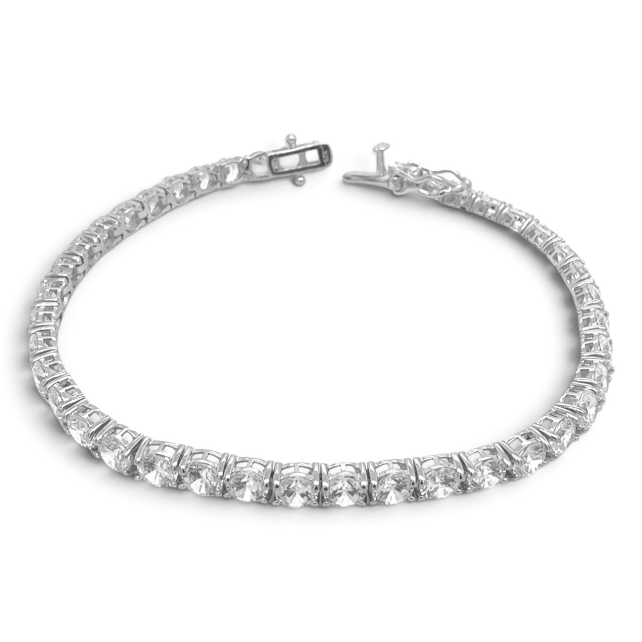 925 Sterling Silver Round Cut Claw Set Tennis Bracelet - 5 mm - Image 1