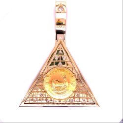 Custom made Triangle Coin Pendant Diamond Set with Triangle shaped setting.