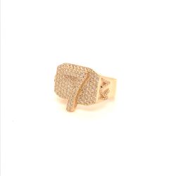 Lucky nr.7, 9k yellow gold with VVS diamonds signet ring. Made by us, designed by us from scratch.