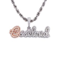 14k Rose & White Gold VS1 Diamonds "Esscloud" Pendant with a Diamond Cut Rope Chain.