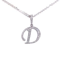 18k White Gold VS1 D-Inital Pendant.