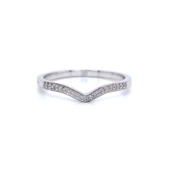 950 Platinum VS1 Diamond Wishbone Eternity Ring with Millgrain Pattern around the stones.