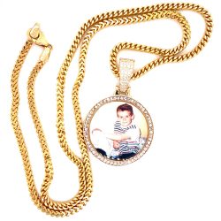 9k Yellow Gold VS1 Diamond Memorial Pendant Pave Set,