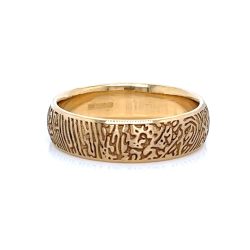 9k Yellow Gold Finger Print Wedding Band Design.