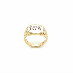 Deep Engraved Signet Ring with Old English Font.