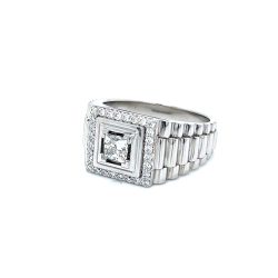 950 Platinum Rolex Inspired Ring with a 0.50 ct Princess cut (Square) Diamonds.