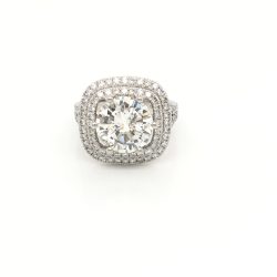 Platinum 3.5 ct centre stone in a cushion double halo setting. All VS diamonds with.
